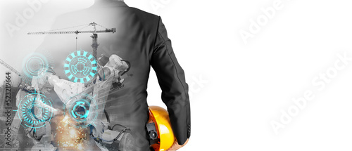 Bilde på lerret Double Exposure Building Construction Engineering Project Concept Graphic design