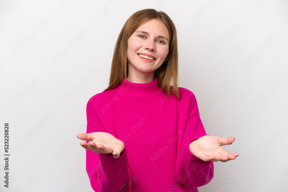 Young English woman isolated on white background having doubts Young English woman isolated on white background having doubts