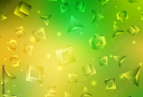 Light Green, Yellow vector texture with poly style with cubes.