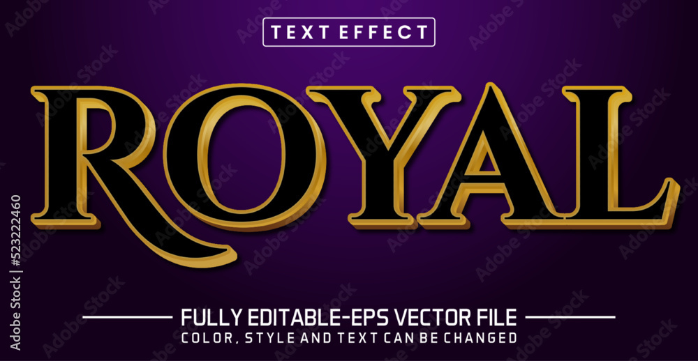 Editable text effect - Prince black and gold color gradient text style theme