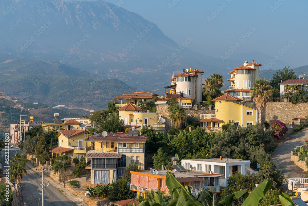 View of the cottage village in the suburbs of Alanya.