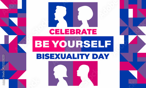 Celebrate Bisexuality Day is observed annually on September 23. Bi Visibility Day. This is a day for the bisexual community. Background, poster, greeting card, banner design.  photo