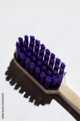 Head of violet toothbrush close up top view