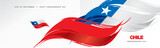 Chile Independence day, abstract hand drawn flag of Chile, two fold flyer, white background banner