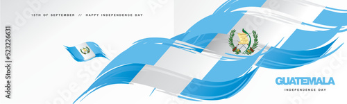 Guatemala Independence day, abstract hand drawn flag of Guatemala, two fold flyer, white background banner photo