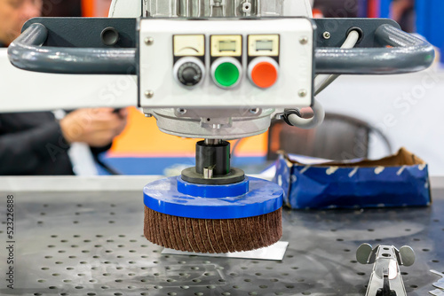 Bild auf Leinwand close up sanding paper flap wheel or abrasive disc of deburring polishing buffin