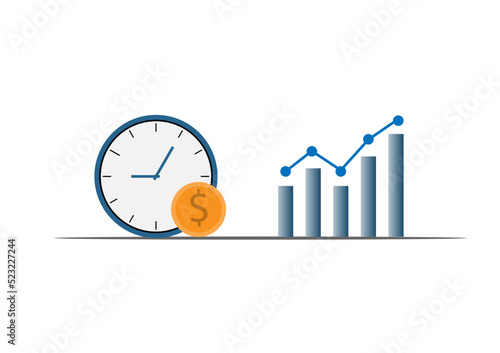 vector illustration long term investment, time investing, success takes time, growth profit, time management