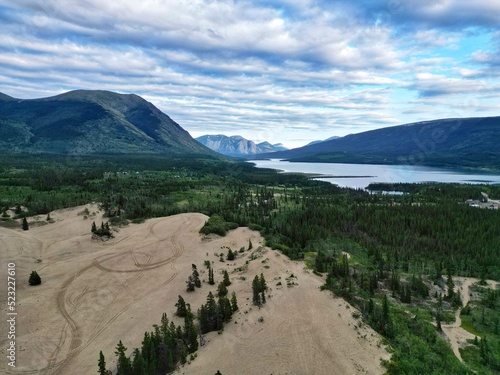 Carcross Desert, in the background of Lake Nares, Yukon, Canada