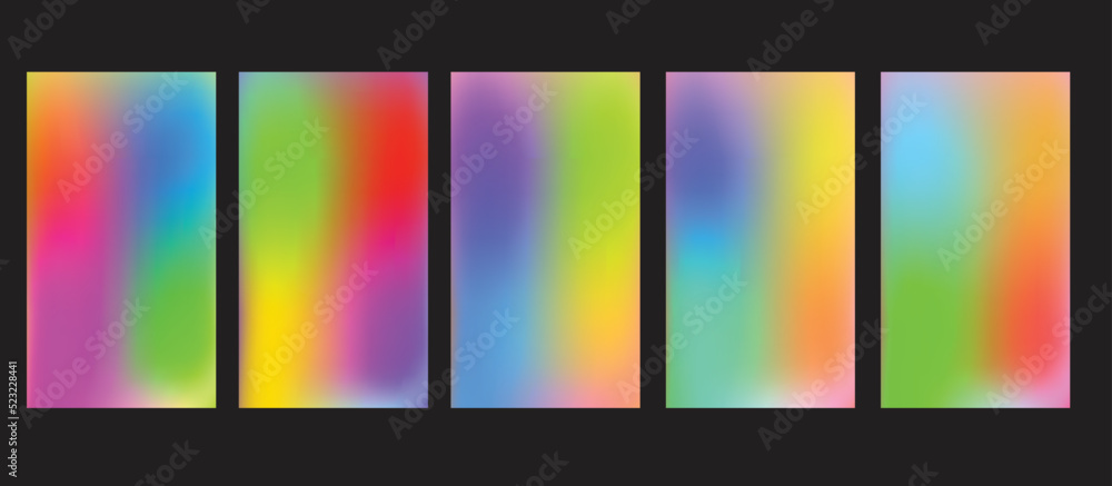 Colorful gradient collection background. holographic fluid Abstract bright set, Soft Color trendy, Modern screen Nature illustration for graphic design, banner, poster, mobile app, dynamic cover