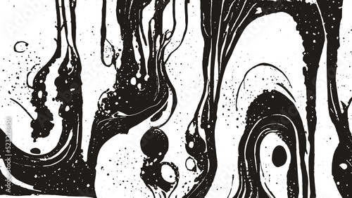 abstract fluid water impression in black over white