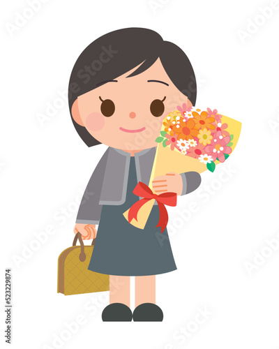 花束を持った女性