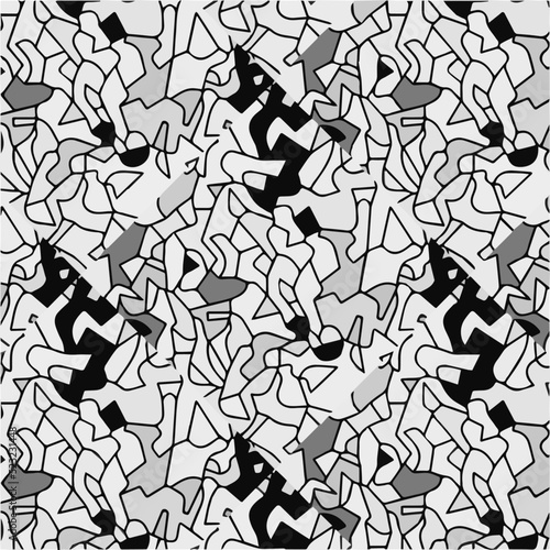  Halftone mosaic background. monochrome design of chaotic geometric shapes.Abstract mosaic vector background  tiling geometric pattern for wallpapers  wrapping paper or website backgrounds.