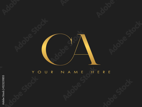 creative golden luxury CA, AC initial elegant letter monogram logo vector template