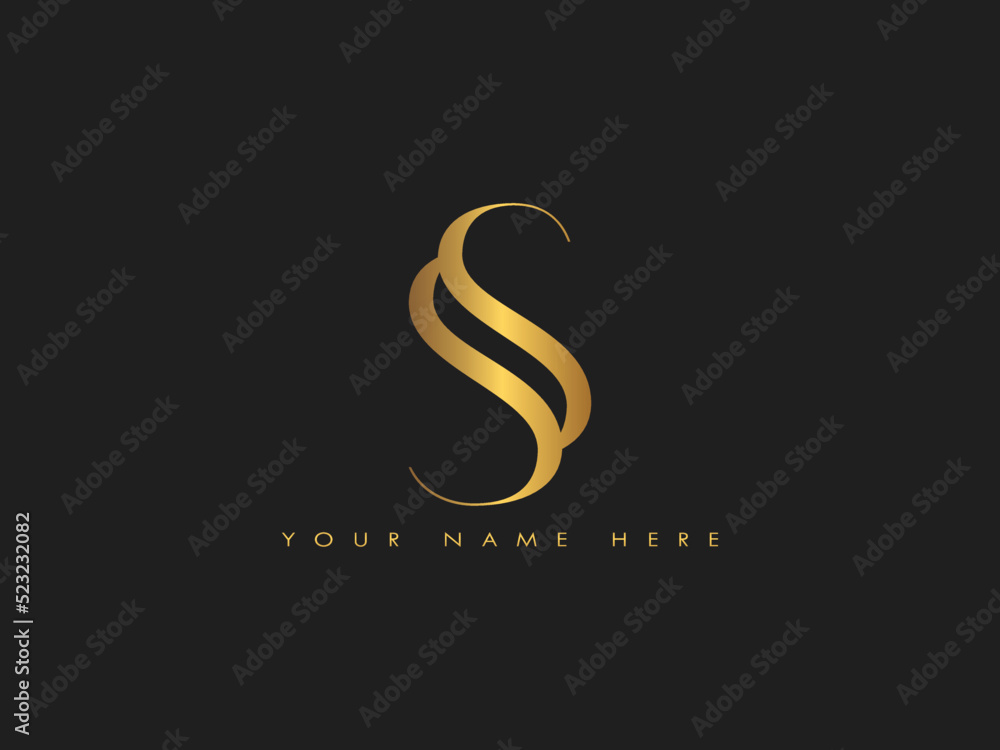 creative golden luxury SS initial elegant letter monogram logo vector ...