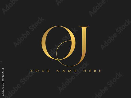  creative golden luxury OJ, JO initial elegant letter monogram logo vector template