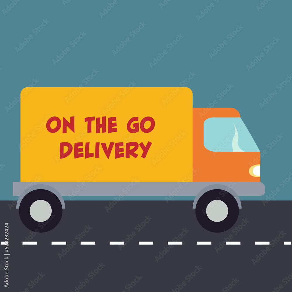 On the go delivery truck vector graphic On the go delivery truck vector graphic