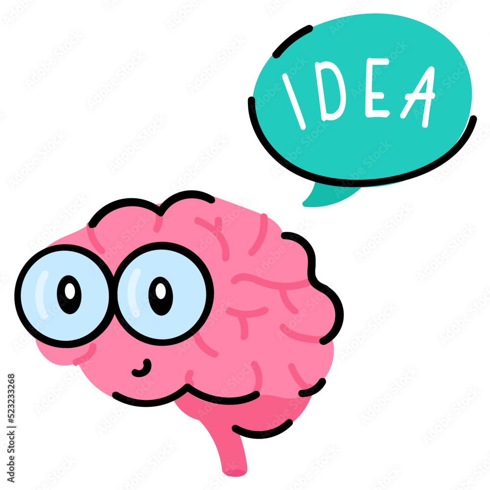 Modern flat sticker icon of creative brain Modern flat sticker icon of creative brain