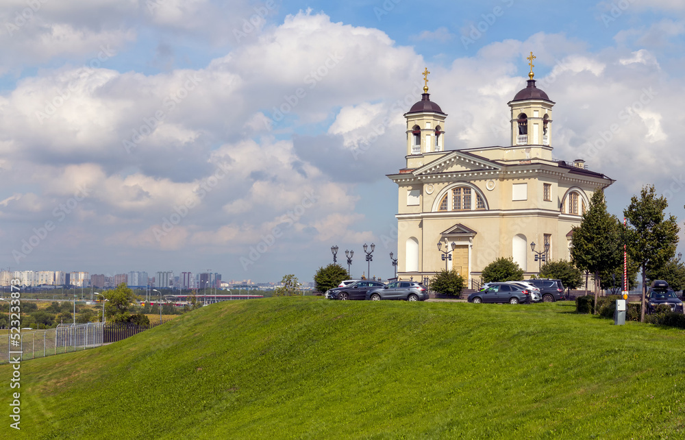 Bolshoye Pulkovo historic district. Church of the Smolensk Icon of the Mother of God in Pulkovo. Saint-Petersburg, Russia.