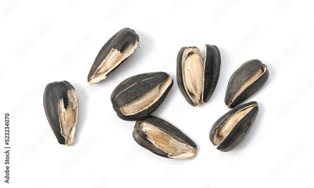 Seeds, sunflower seeds on a white background. Seeds, sunflower seeds on a white background.