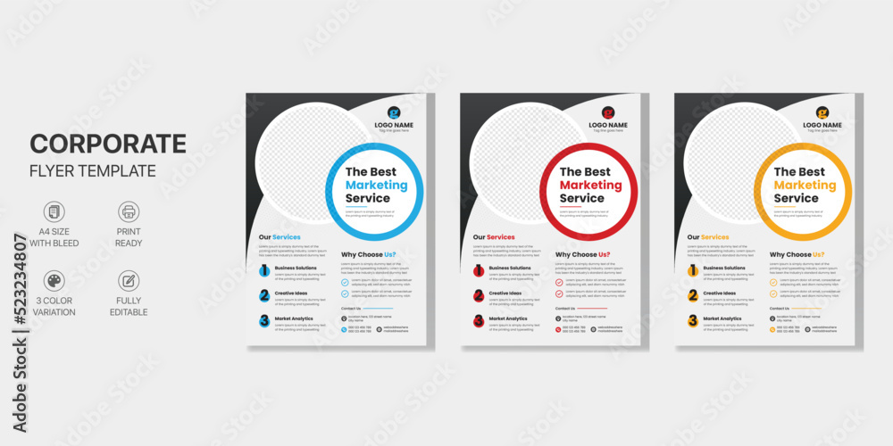 Modern Corporate Flyer Design template, A4 size Business flyer layout, Company Marketing Flyer