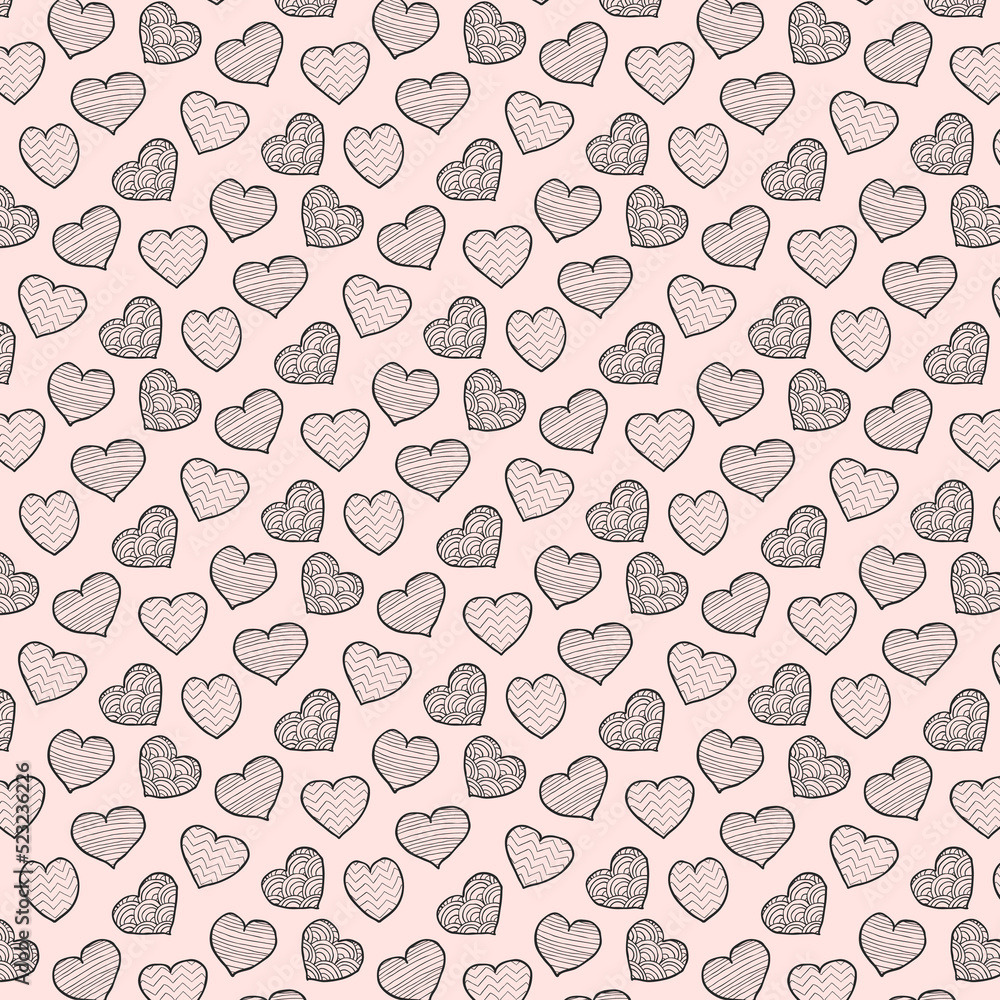 Seamless pattern with black and white hearts. Stock vector illustration. Seamless pattern with black and white hearts. Stock vector illustration.