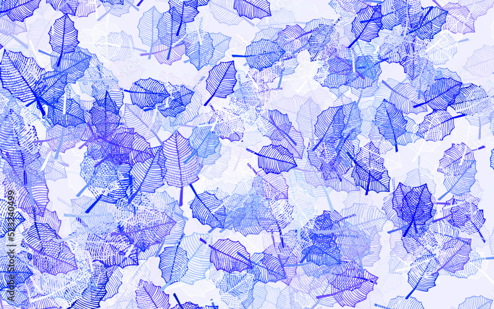 Light Blue, Green vector doodle pattern with leaves.