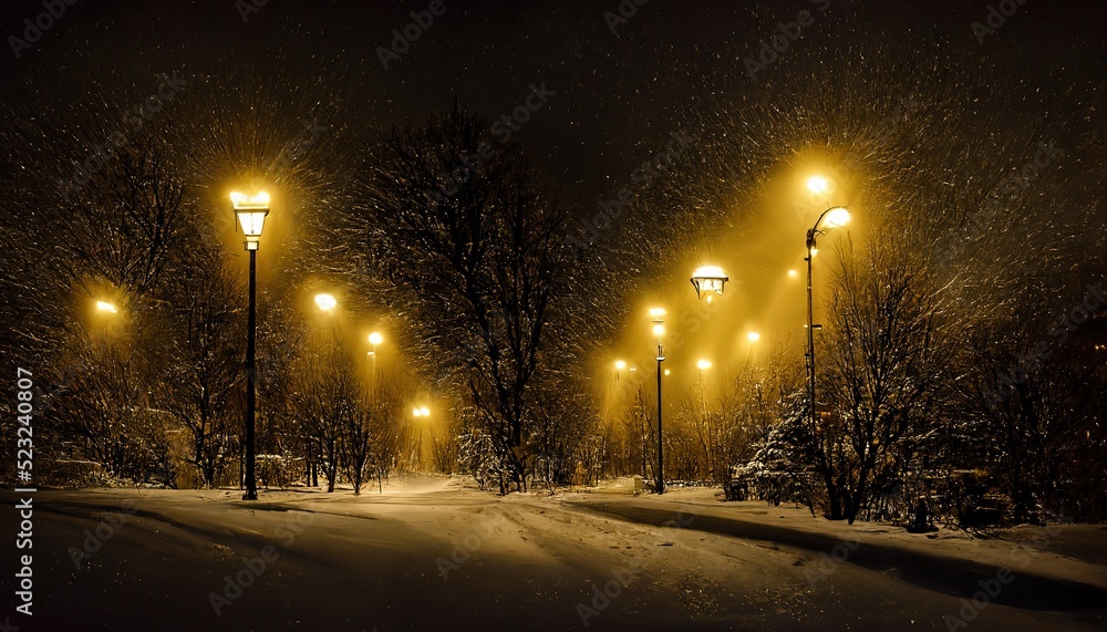 Street lights in the park.