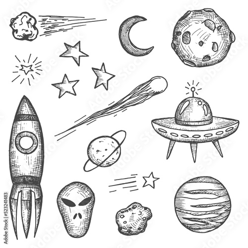 space objects set vector sketches