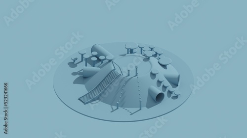 3d rendering playground isolated blue isometric 