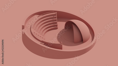 3d rendering amphitheater isolated red isometric  photo