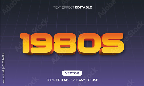 1980s text effect editable, retro text style