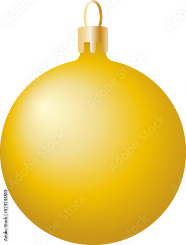 Golden Christmas Ball. Vector yellow glossy Christmas ball isolated on transparent background