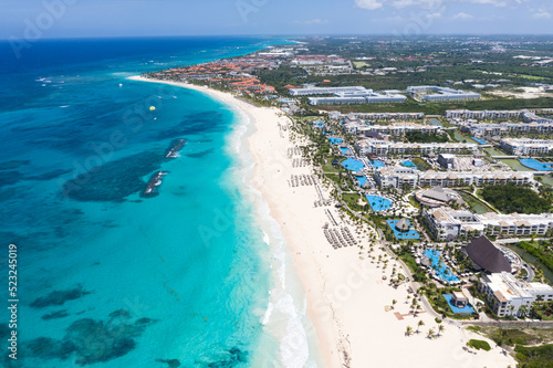 Caribbean sea coastline with resorts. Punta Cana beach. Dominican Republic. Aerial view © photopixel