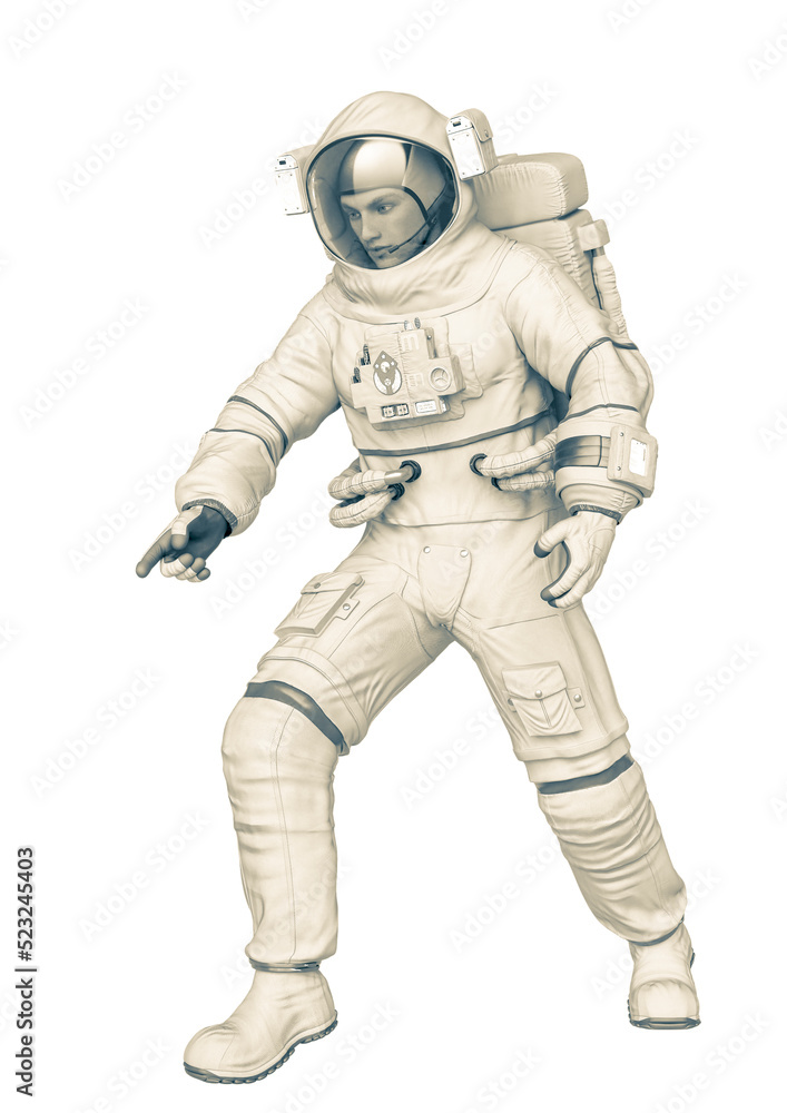 astronaut discovering in a white background astronaut discovering in a white background
