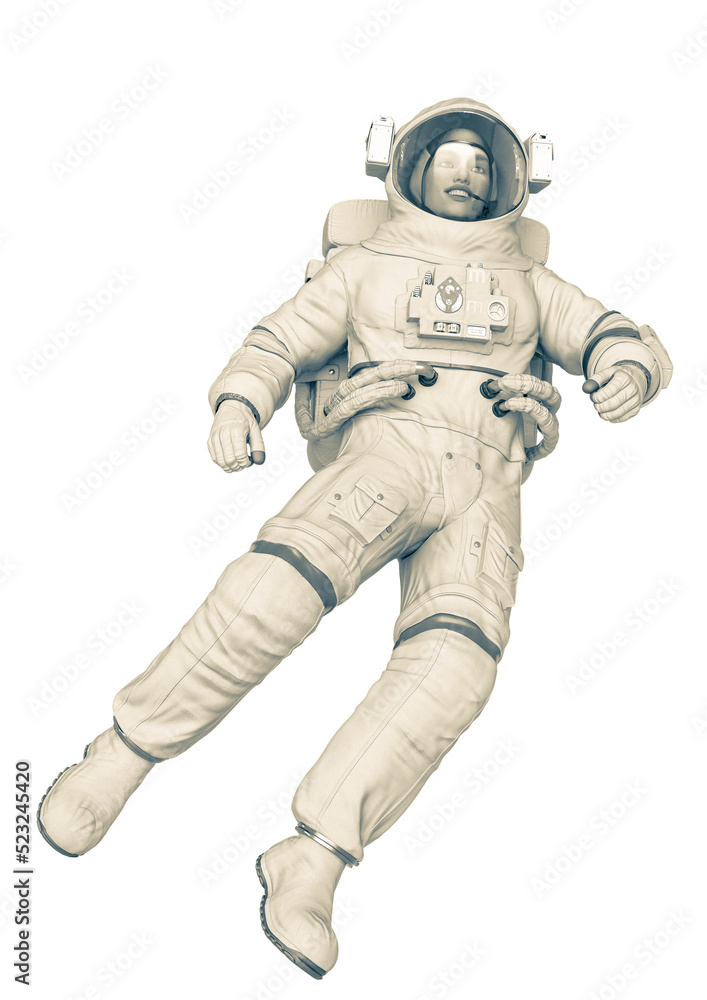 astronaut float back pose in a white background