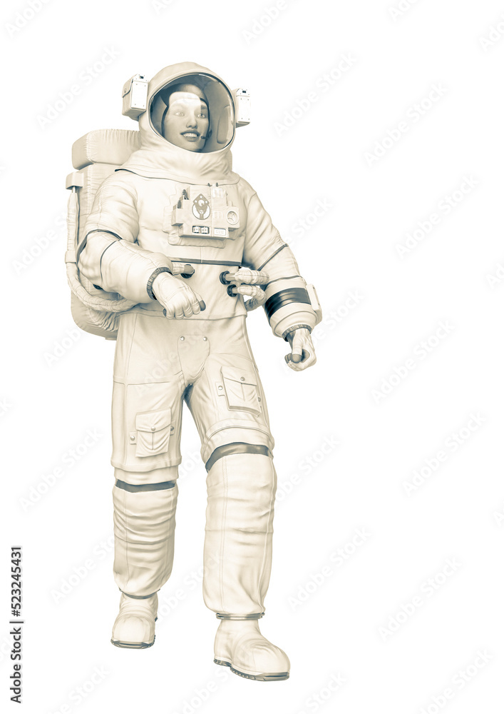 astronaut just walking in a white background