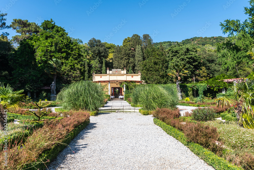 garden of the castle miramare in trieste, italy garden of the castle miramare in trieste, italy