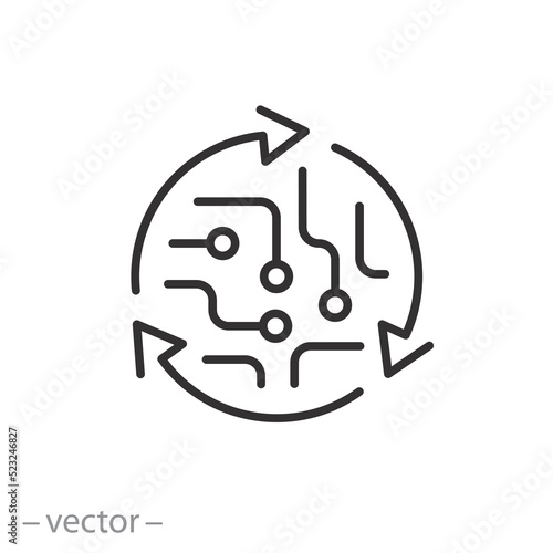 industrial future icon, digital transformation, ai technology, vector illustration