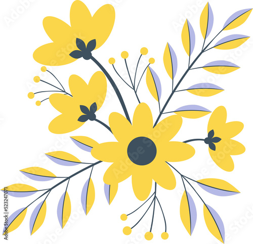 Flower bouquet. Floral bunch decoration. Flat design.