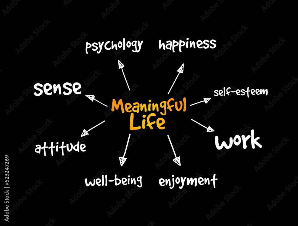 Meaningful Life mind map, concept for presentations and reports