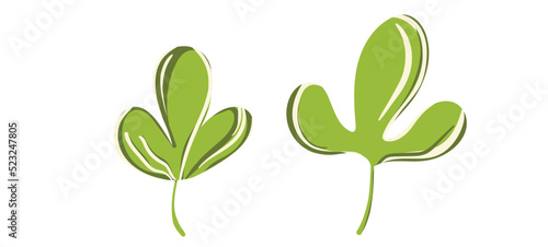 Floral set hand drawn green color leaves. Cute isolated elements. Clip art for stationery  web design. Modern floral compositions. Vector illustration