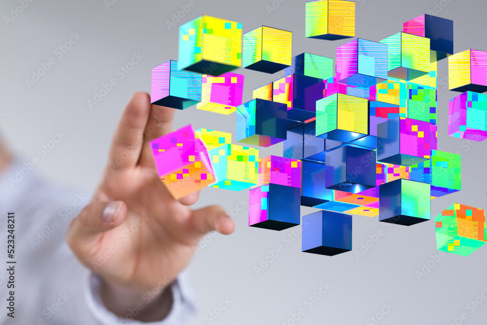 Neural network 3D illustration. Big data and cybersecurity Neural network 3D illustration. Big data and cybersecurity