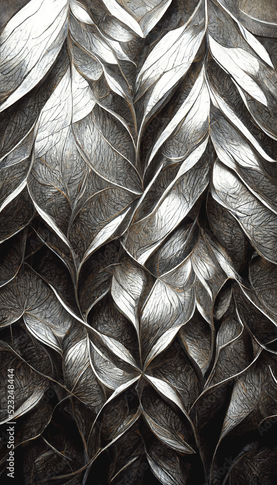 Abstract steel iron metal background. Artistic metallic surface design. 3D illustration.
