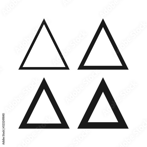 Hollow Triangle Stroke Shape Icon Set