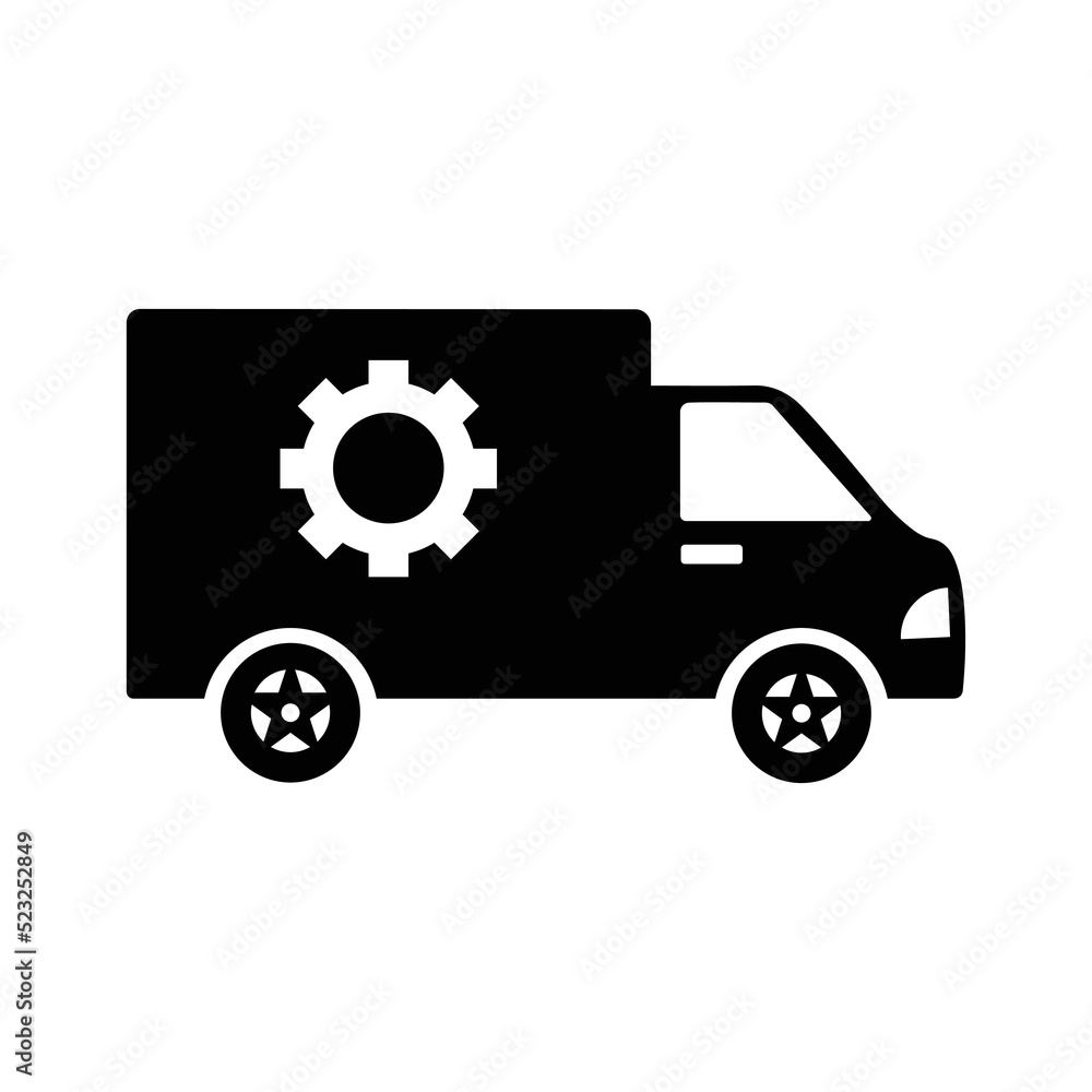 Technical customer service van icon | Black Vector illustration | Technical customer service van icon | Black Vector illustration |