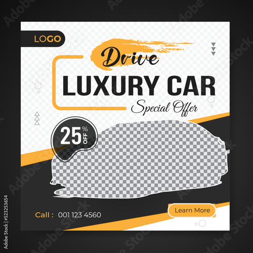 Car social media Instagram post or Facebook square web banner advertising template.