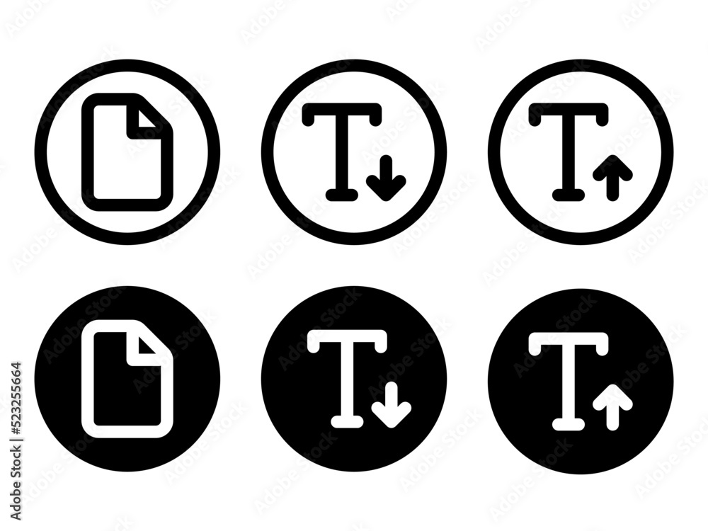Text up and text down icon set with file icon in modern style icons are located on white and black backgrounds. The pack has six icons. Text up and text down icon set with file icon in modern style icons are located on white and black backgrounds. The pack has six icons.