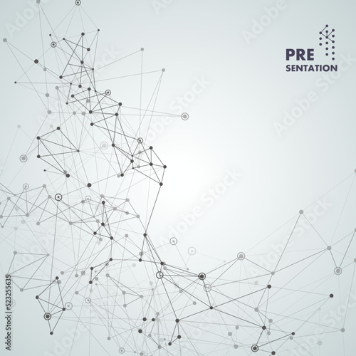 Geometric connect line and dots. Modern technology graphic background. Vector polygonal design
