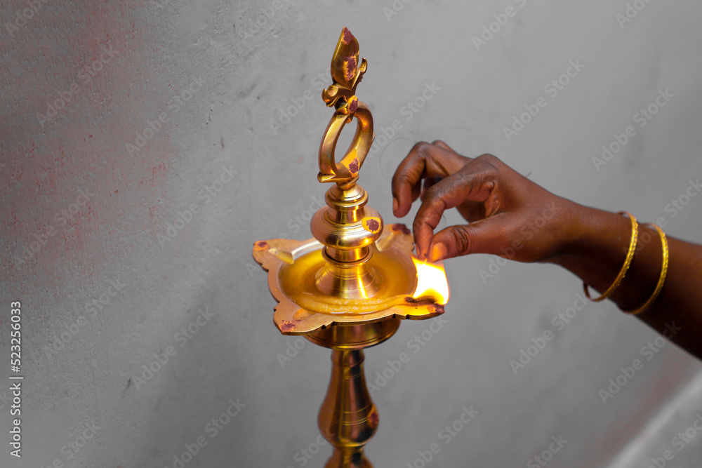 Tamil Culture Oil Lamp Lighting in Diwali, Wedding And Hindu Festivals