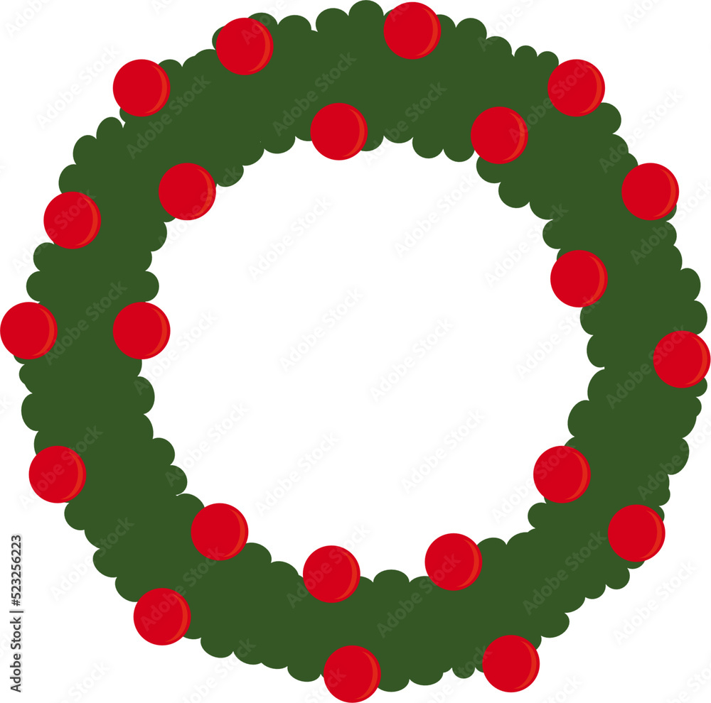 Christmas wreath. Flat design. Christmas wreath. Flat design.